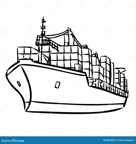 Cargo Ship With Containers Stock Vector Illustration Of Carrier 60924014