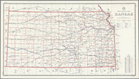 Post Route Map Of The State Of Kansas Showing Post Offices July 1
