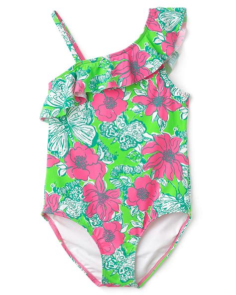 Lilly Pulitzer Girls Sandy One Shoulder Swimsuit Sizes 4 14