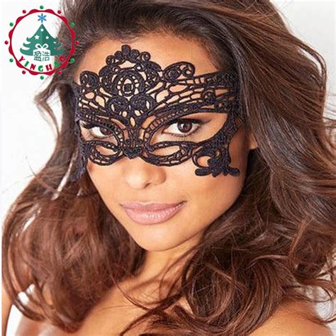 Inhoo 6 Pc Women Black Sexy Lace Mask Cutout Eye Mask For Masquerade