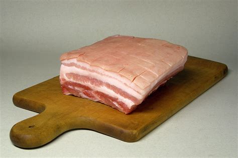 Found at the joint between the shank and the end of the ham. Pork belly - Wikipedia