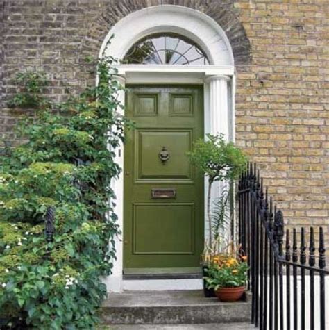 Color On Trend Deep Mossy Olive Green House Front Door Painted