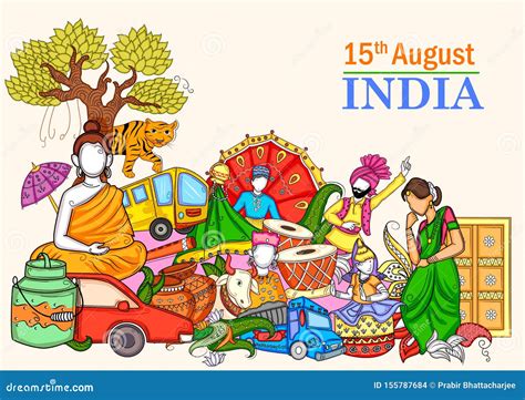 Indian Collage Illustration Showing Culture Tradition And Festival Of India