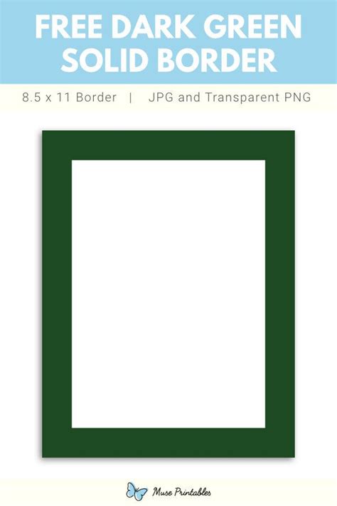 Dark Green Solid Border Border Printable Border Printables