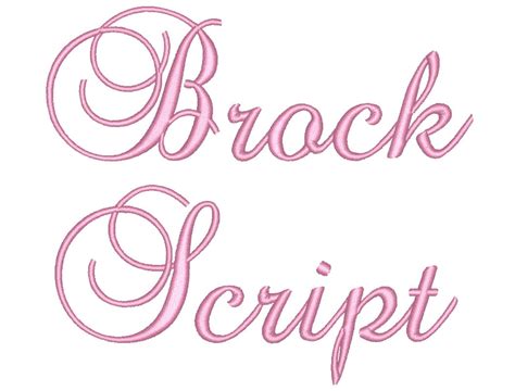 3 Size Brock Script Embroidery Font Bx Fonts Machine Embroidery