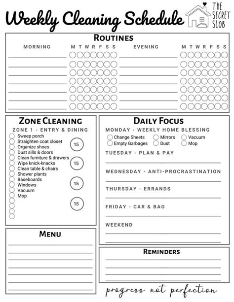 Fly Lady Cleaning Schedule Printable