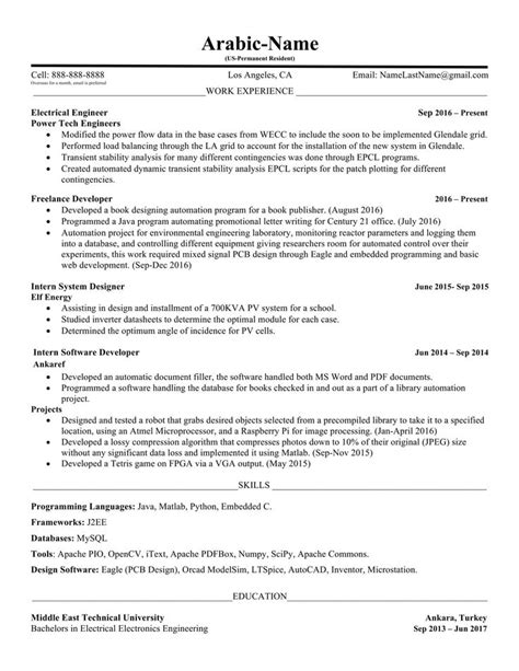 Read our complete guide to writing a professional resume for desktop support technicians: Electrical Engineering Resume Examples Well-designed Entry ...