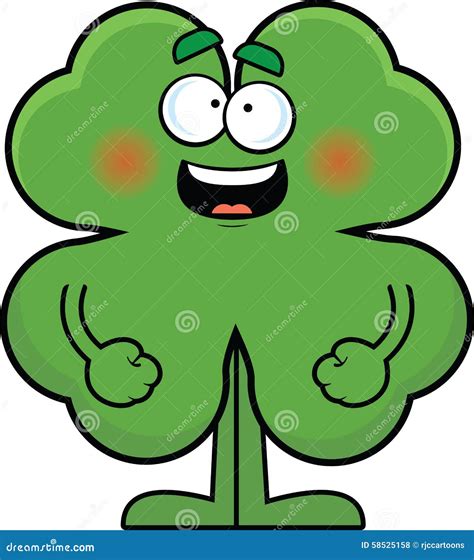 Cartoon Four Leaf Clover Happy