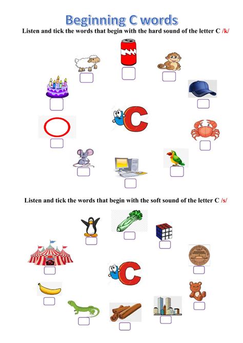 Hard C And Soft C Worksheet Have Fun Teaching Hard And Soft C Sounds