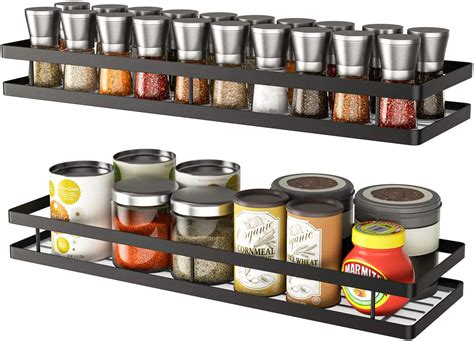 Metal Spice Rack Wall Mounted Hanging Seasoning Spice Rack Shelf Holder