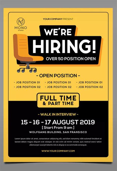Job Vacancy Flyer Template Ai Recruitment Poster Design Hiring