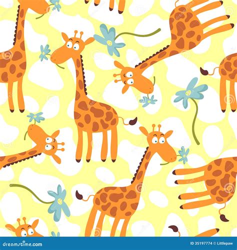 Seamless Pattern With Giraffes Stock Vector Illustration Of Animal