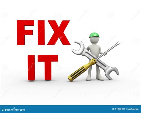 3d Man Fix It Wrench And Screwdriver Stock Illustration Image 51240959