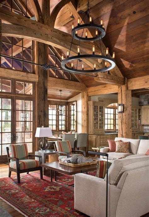 Rustic Elegance In Montana Log Home Living Cabin Living Room