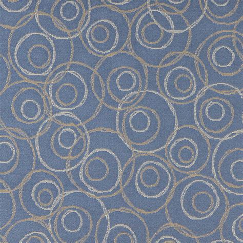 Blue Gold And White Overlapping Circles Durable Upholstery Fabric By