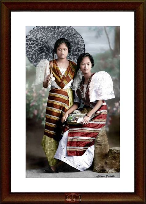 Filipino Girls Wearing Baro T Saya 1930s Real Photo Postcard Digitally Colorized By Jonjon