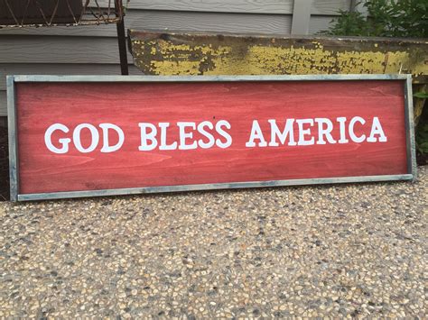 Hand Painted God Bless America Wood Sign With Frame God Bless America