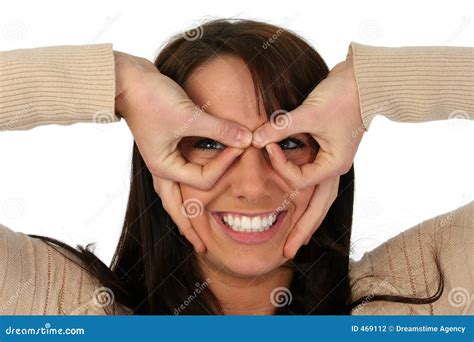 Beautiful Woman Peeping Holes Stock Photo Image Of Expressions