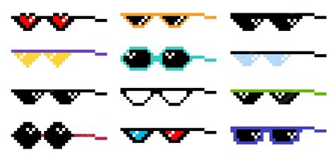 Premium Vector Pixel Glasses Meme Set Like A Boss Meme Pixelation
