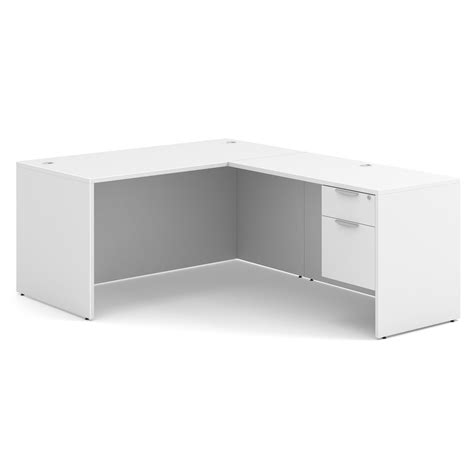 White L Shape Desk With 1 Boxfile Pedestal Nj Office Furniture Depot