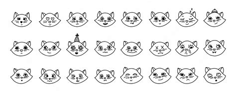 Premium Vector Emoticons Outline Emoji Faces Emoticon Funny Smile