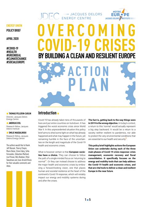 Overcoming Covid 19 Crises By Building A Clean And Resilient Europe