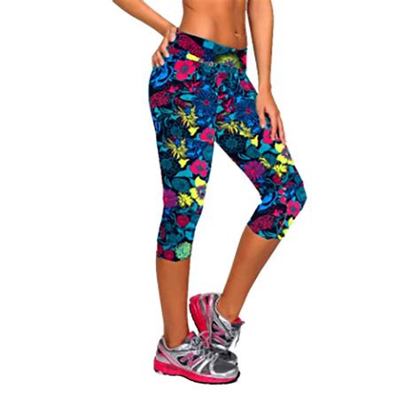 sexy women yoga calf length pants sports exercise tights fitness running jogging trousers gym