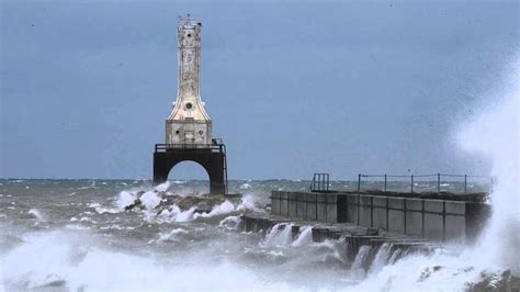 Big Waves Crash Port Washington Wi Breakwater By James Meyer Youtube