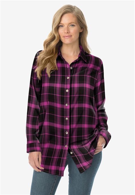 Classic Flannel Shirt Plus Size Long Sleeve Fullbeauty In 2020 Flannel Shirt Women S Plaid