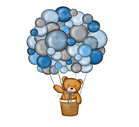 Teddy Bear Clipart Png Baby Shower Boy Air Balloon Png Digital