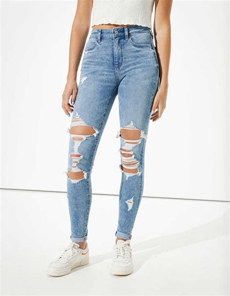 ae dream ripped super high waisted jegging cute ripped jeans girls ripped jeans american