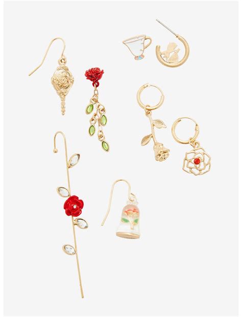 Disney Beauty And The Beast Floral Earring Set Boxlunch Exclusive