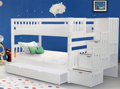 Bedz King Stairway Bunk Beds Twin Over Twin With 3 Drawers In The Steps