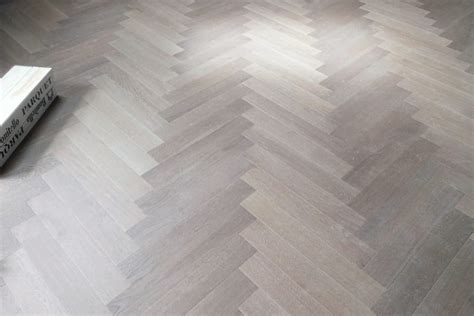 Prime Engineered Flooring Oak Herringbone White Grey Brushed Uv Oiled
