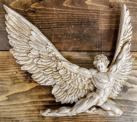 Historical Greek Mythological Icarus Male Wall Angel Sculpture 11in