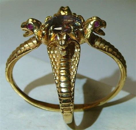 Ring Cobras Snakes 24 K Yellow Gold Plate Alexandrite Lab Etsy Gold