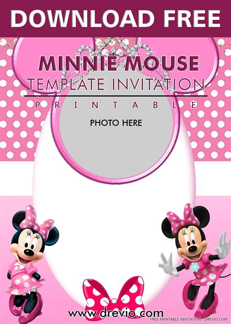 Free Printable Minnie Mouses Pink Bandana Birthday Invitation