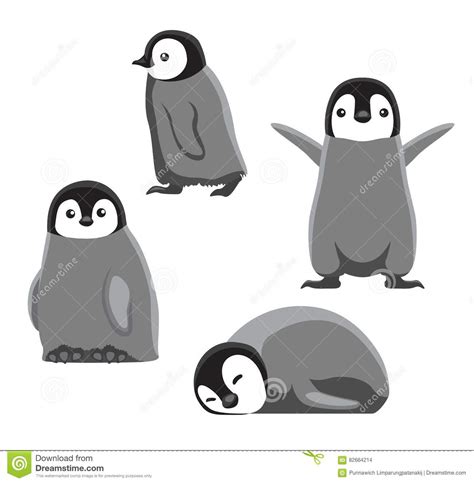 Baby Penguin Cute Cartoon Vector Illustration Stock Vector