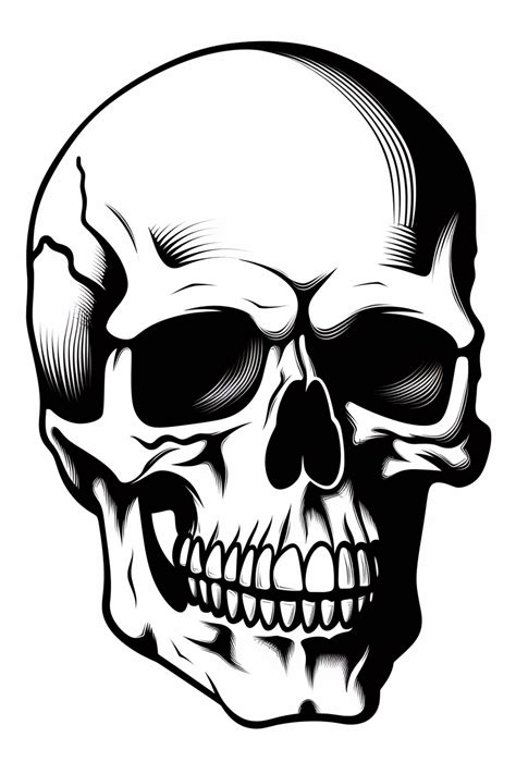 Vector Halloween Skeleton Head Clipart White And Black Clipart No