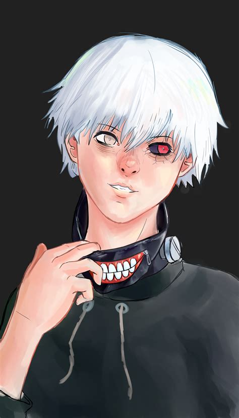 Sad Anime Boy With White Hair And Spooky Mask By Narfwin