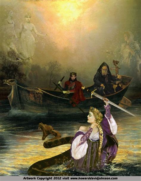The Lady Of The Lake Delivering The True Sword Excalibur