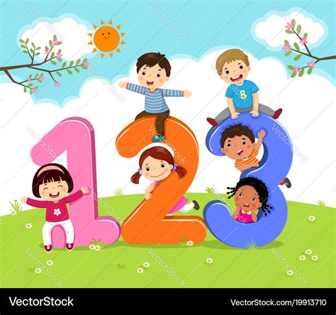 Cartoon Kids With 123 Numbers Royalty Free Vector Image