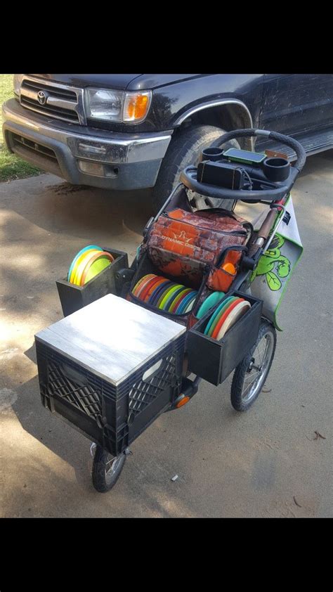 Quick walk through of my custom diy disc golf cart. #golfcarts | Disc golf cart, Disc golf bag, Disc golf