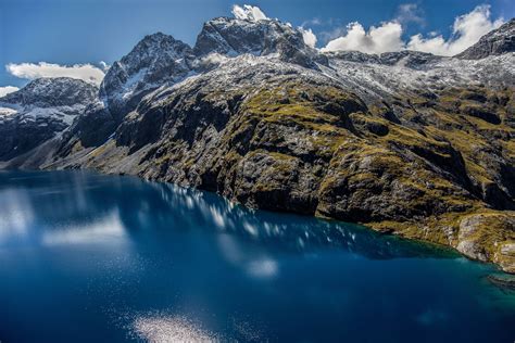 Mountains Rock Reflection Fiordland National Park New Zealand