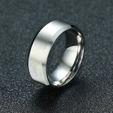 Thick Stainless Steel Wedding Band 