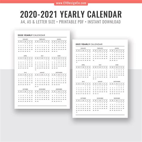 Pick 2 Year Calendar 2020 2021 Calendar Printables Free Blank
