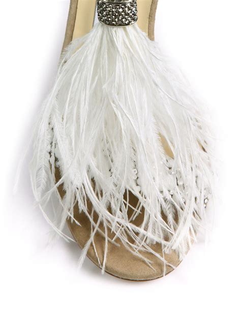 lyst jimmy choo viola 110 embellished suede feather tassel sandals in gray