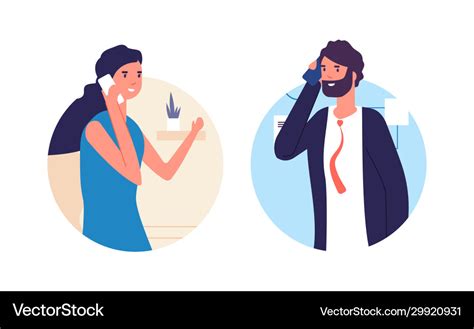 People Talking Phone Man And Woman Have Royalty Free Vector
