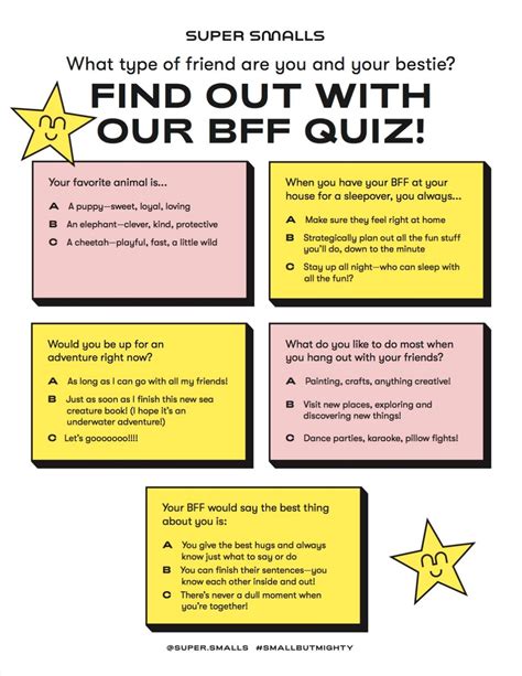 Free Printable Kids Bff Personality Quiz Ever Wonder How That Bff