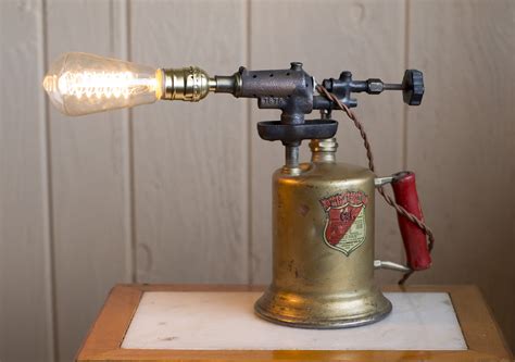 Vintage Blow Torch Lamp With Edison Bulb Rustic Lighting Industrial